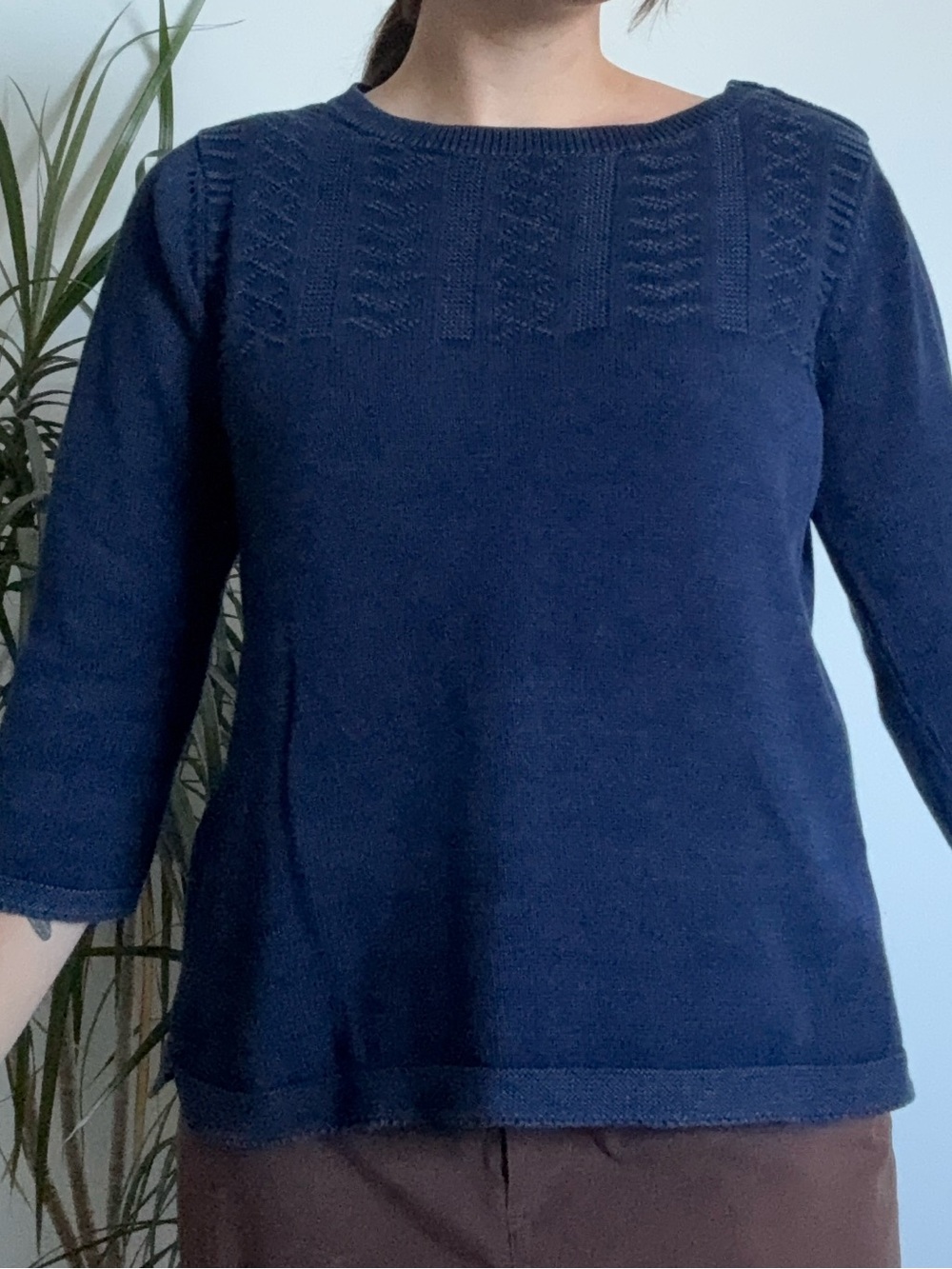 Women’s Navy Blue Woodsmoke 100% Cotton Jumper Knit Sweater